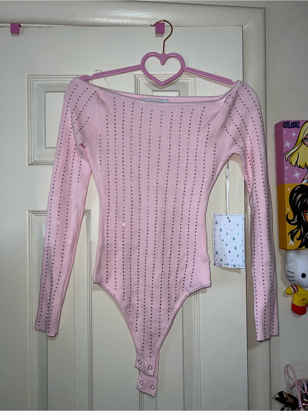 Pink Bling long sleeve Bodysuit